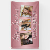 バラモダン金ゴールドピンクフォトコラージュ50誕生日 横断幕 (縦)