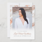 バラモダン金ゴールドピンクマーブルメモリアル葬儀 サンキューカード (正面)