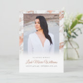 バラモダン金ゴールドピンクマーブルメモリアル葬儀 サンキューカード (スタンド正面)