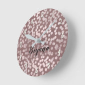 バラモダン金ゴールドピンク紙吹雪ドッパーソナライズされたト ラウンド壁時計 (傾斜)