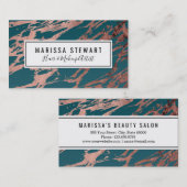 バラモダン金ゴールドピーコックティール（緑がかった色）マーブル 名刺 (正面/裏面)