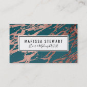 バラモダン金ゴールドピーコックティール(緑がかった色)マーブル 名刺 (正面)