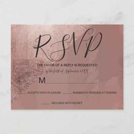 バラモダン金ゴールドフェイクフォイル三角形RSVP インビテーションポストカード (正面)