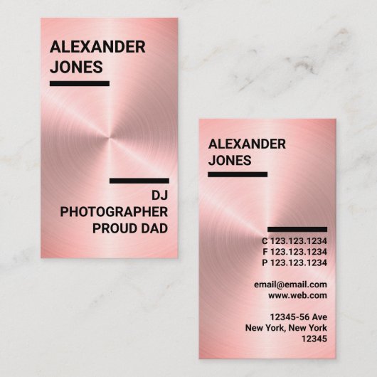 バラモダン金ゴールドフェイク写真家， DJ,誇りを持ったパパ 名刺 (正面/裏面)
