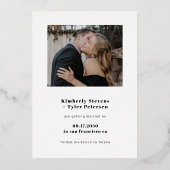 バラモダン金ゴールドフォイル写真結婚式の日付を保存 箔招待状 (裏面)