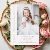 バラモダン金ゴールドフォトガールファースト聖餐式 箔招待状