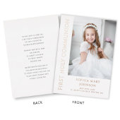 バラモダン金ゴールドフォトガールファースト聖餐式 箔招待状