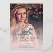 バラモダン金ゴールドフォトバースデーパーティー 箔招待状 (正面)