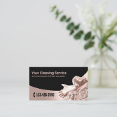 バラモダン金ゴールドフローラハウスクリーニングサービス 名刺 (スタンド正面)