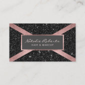 バラモダン金ゴールドブストライプラックグリッター美しいサロン 名刺 (正面)
