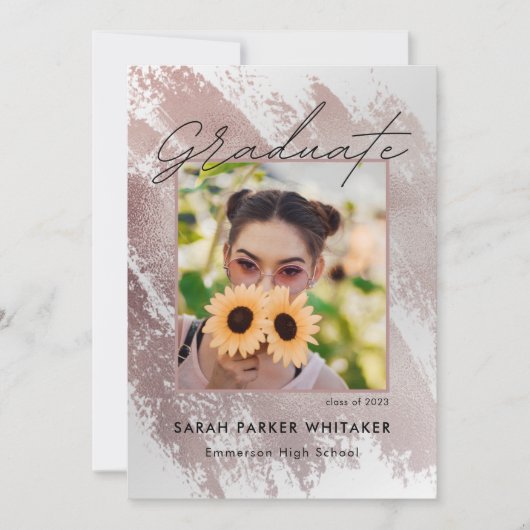 バラモダン金ゴールドブラシストローク卒業パーティー 招待状 (正面)