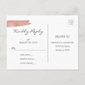 バラモダン金ゴールドブラシストローク結婚式RSVPポストカード インビテーションポストカード (裏面)