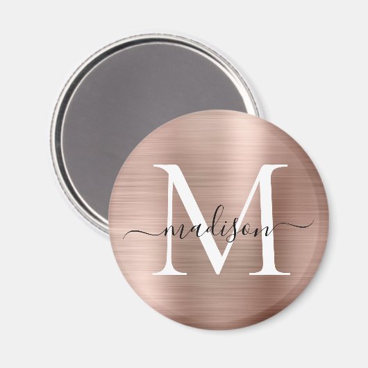 バラモダン金ゴールドブラシ仕上げ金属モノグラムスクリプト マグネット (正面/裏面)