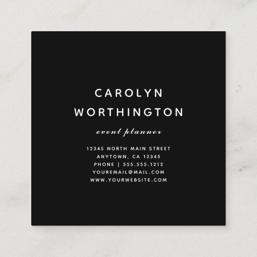 バラモダン金ゴールドブラシ付きホイルホワイト大理石ブラック スクエア名刺 (裏面)