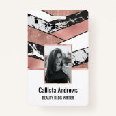 バラモダン金ゴールドブラックグリッター大理石幾何学模様 バッジ (正面)