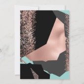 バラモダン金ゴールドブラックティール（緑がかった色）ジオメトリックスウィート16 招待状 (裏面)