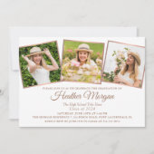 バラモダン金ゴールドブラック3写真卒業パーティー 招待状 (正面)