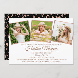 バラモダン金ゴールドブラック3写真卒業パーティー 招待状