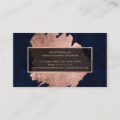 バラモダン金ゴールドブラッシュストロークのネイビーブルーメイク 名刺 (裏面)