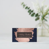 バラモダン金ゴールドブラッシュストロークのネイビーブルーメイク 名刺 (スタンド正面)