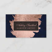 バラモダン金ゴールドブラッシュストロークのネイビーブルーメイク 名刺 (正面)