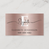 バラモダン金ゴールドブラッシュド金属グラムガーリーモノグラム 名刺 (正面)