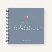 バラモダン金ゴールドブルースクリプトブライダルシャワーゲスト ノートブック (正面)