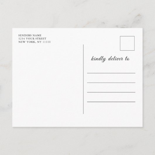 バラモダン金ゴールドブルーAgate PHOTO日付を保存 案内ポストカード (裏面)