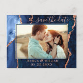 バラモダン金ゴールドブルーAgate PHOTO日付を保存 案内ポストカード (正面)