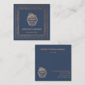 バラモダン金ゴールドホイルのカップケーキ自家製ベーカリー スクエア名刺 (正面/裏面)