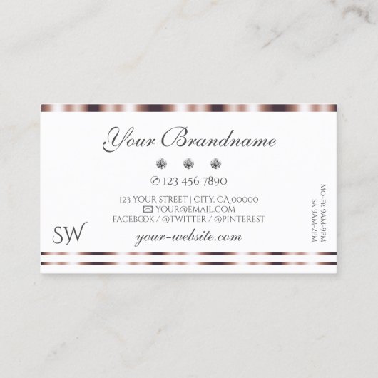 バラモダン金ゴールドホワイトダイヤきらめくズモノグラム 名刺 (裏面)