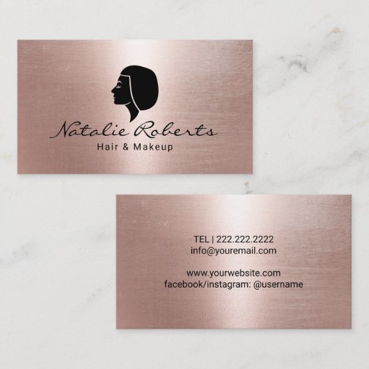 バラモダン金ゴールドボブヘアロゴ美しいサロン 名刺 (正面/裏面)