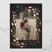 バラモダン金ゴールドボホワイルドフラワーアーチフォト 箔シーズンカード (正面)