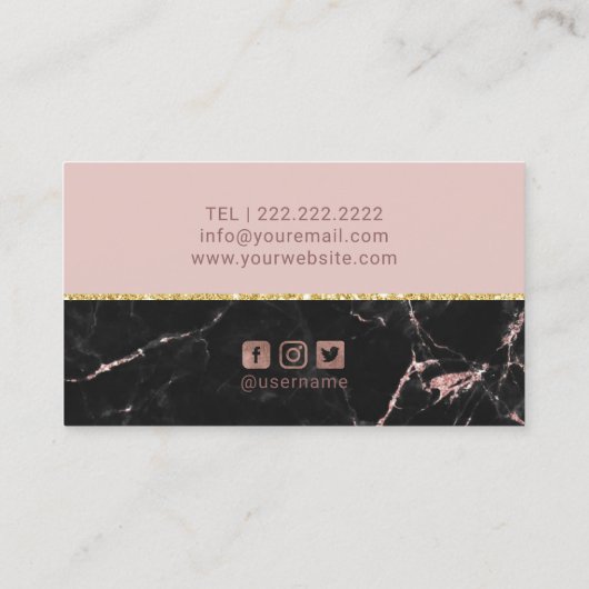 バラモダン金ゴールドマーブルヘア美しいサロンスパ 名刺 (裏面)