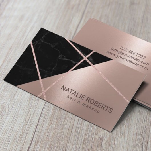 バラモダン金ゴールドマーブルヘア&メイクアップアーティストサロン 名刺