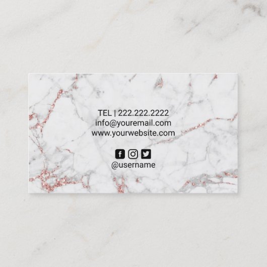 バラモダン金ゴールドマーブルメイクアップアーティストヘアサロン 名刺 (裏面)