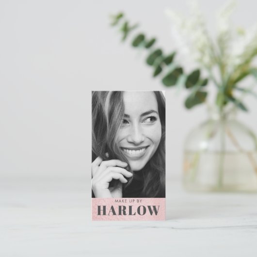 バラモダン金ゴールドメイクアップアーティスト写真 名刺 (スタンド正面)