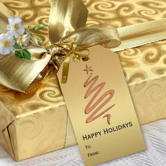 バラモダン金ゴールドメタリックホリデーズギフトラベル ギフトタグ
