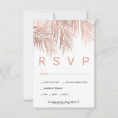 バラモダン金ゴールドヤシの木の食べ物RSVP結婚の 出欠カード (正面)