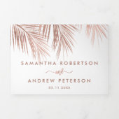 バラモダン金ゴールドヤシの木エレガントな結婚式 三つ折り招待状 (カバー)