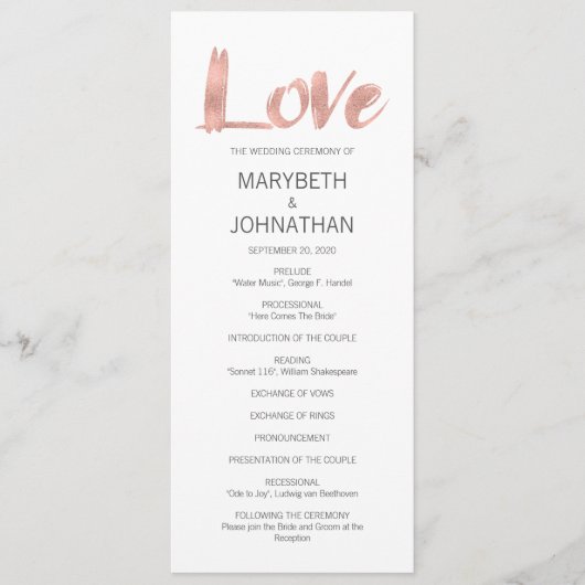 バラモダン金ゴールドラブ結婚式 プログラム (正面)