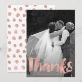 バラモダン金ゴールドラヴ結婚の感謝フォトカード サンキューカード (正面/裏面)