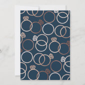 バラモダン金ゴールドリングや輪ネイビー結婚式招待状 招待状 (裏面)