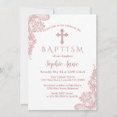 バラモダン金ゴールドレースクロスガールバプテスマ 招待状 (正面)