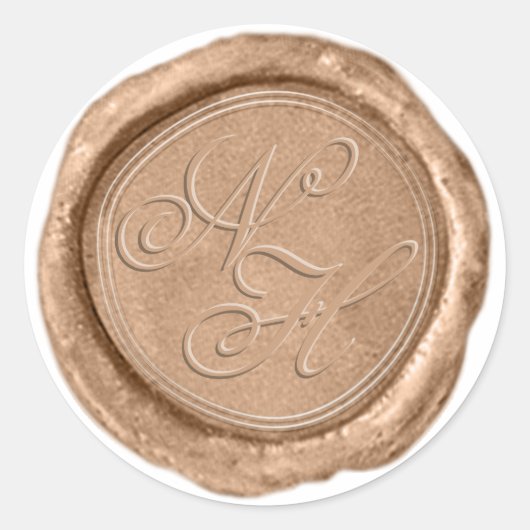 バラモダン金ゴールドワックスシールモノグラム結婚のシール ラウンドシール (正面)