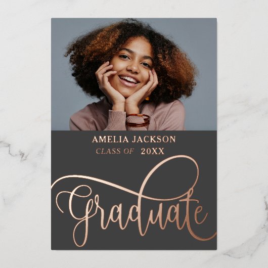 バラモダン金ゴールド写真部卒業生 箔招待状 (正面)