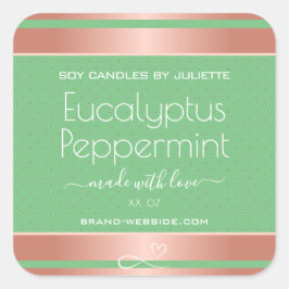 バラモダン金ゴールド包装ラベルライトグリーンミント スクエアシール