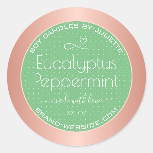 バラモダン金ゴールド包装ラベルライトグリーンミント ラウンドシール (正面)