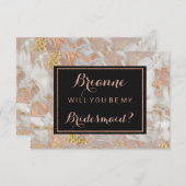 バラモダン金ゴールド大理石は私の花嫁になる 招待状 (正面/裏面)