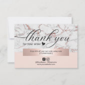 バラモダン金ゴールド大理石赤面ピンクオーダーサンキュー サンキューカード (正面)